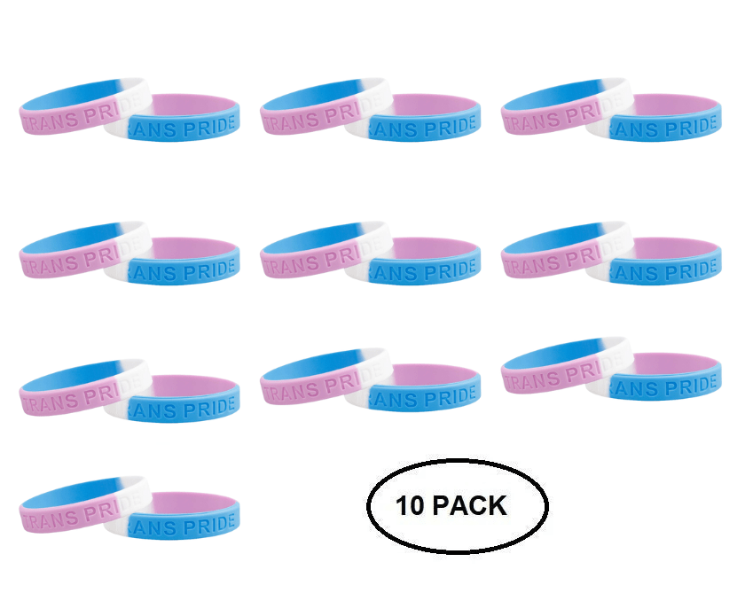 10 Pack Transgender PRIDE Silicone Bracelets