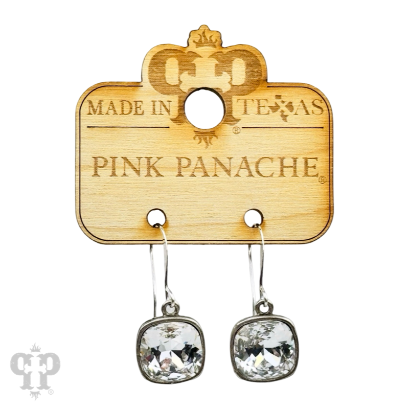 Square crystal earring with 12mm crystals from Swarovski®
