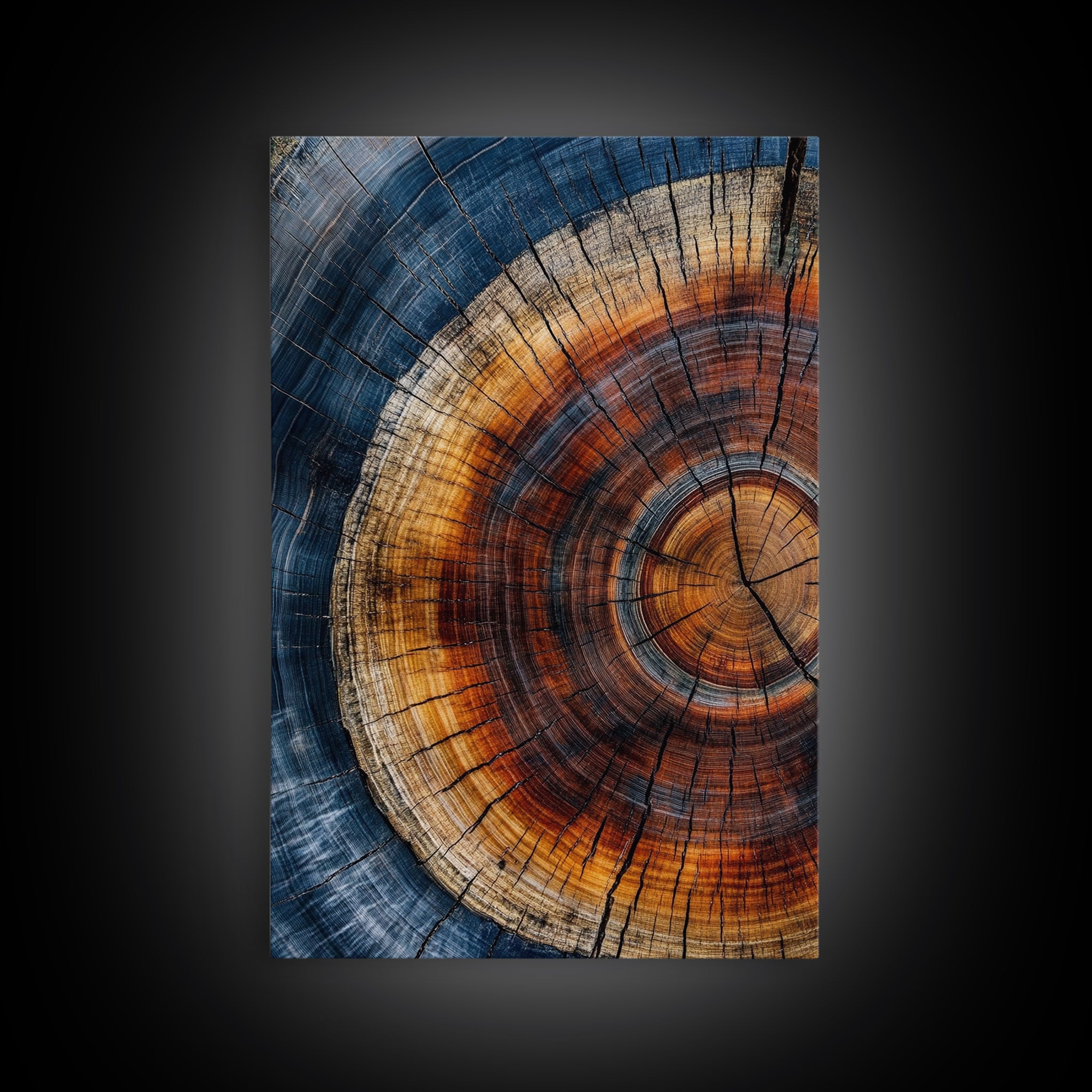 Modern Farmhouse Decor - Tree Rings - Framed Wall Art Canvas Print - Abstract Colorful Tree Ring Wall Decor - Minimalist Modern Farmhouse Boho