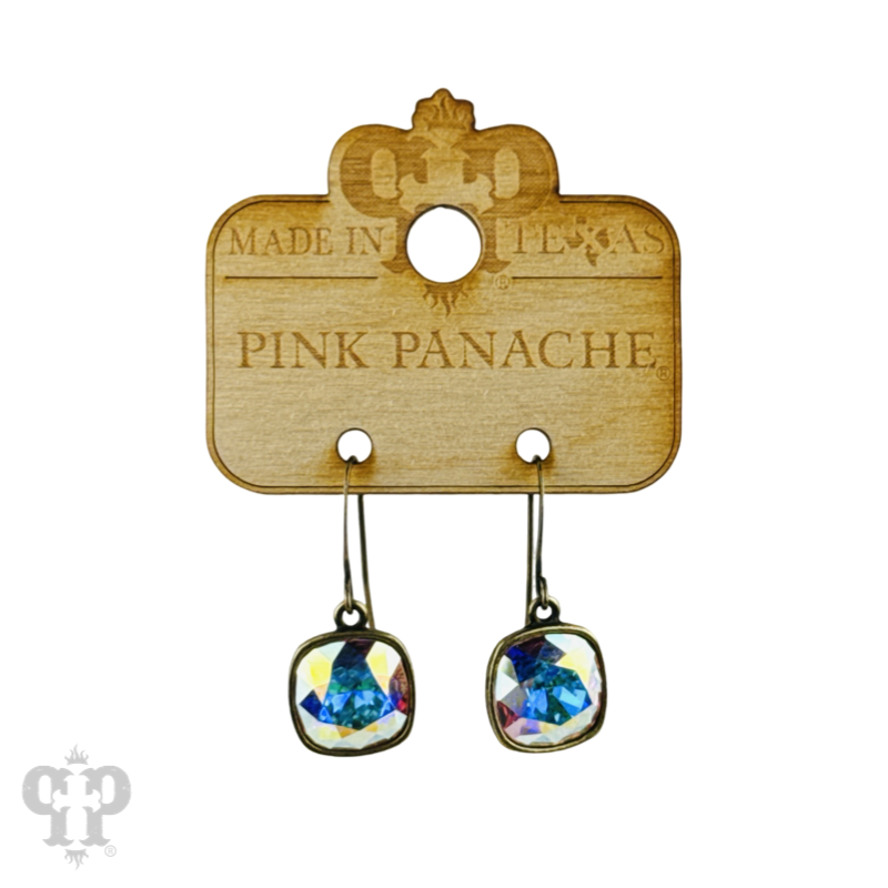Square crystal earring with 12mm crystals from Swarovski®
