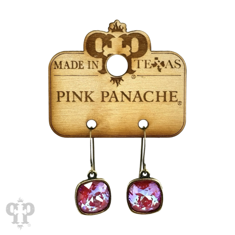 Square crystal earring with 12mm crystals from Swarovski®