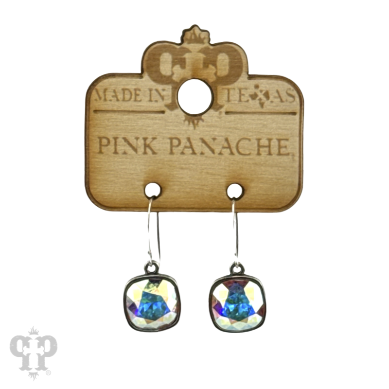 Square crystal earring with 12mm crystals from Swarovski®