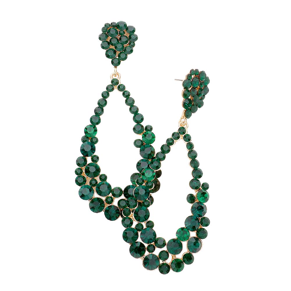 Women's Crystal Bubble Cluster Teardrop Evening Dangle Earrings