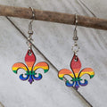 Louisiana Fleur-de-lis Pride Wooden Dangle Earrings | LGBTQ Jewelry