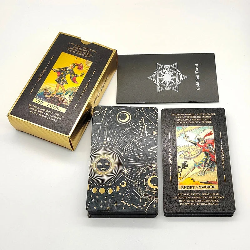 Cost Worthy Luxe Gold Foil Tarot Deck With Nice Plastic Package Board Game of Oracle Cards For Beginners