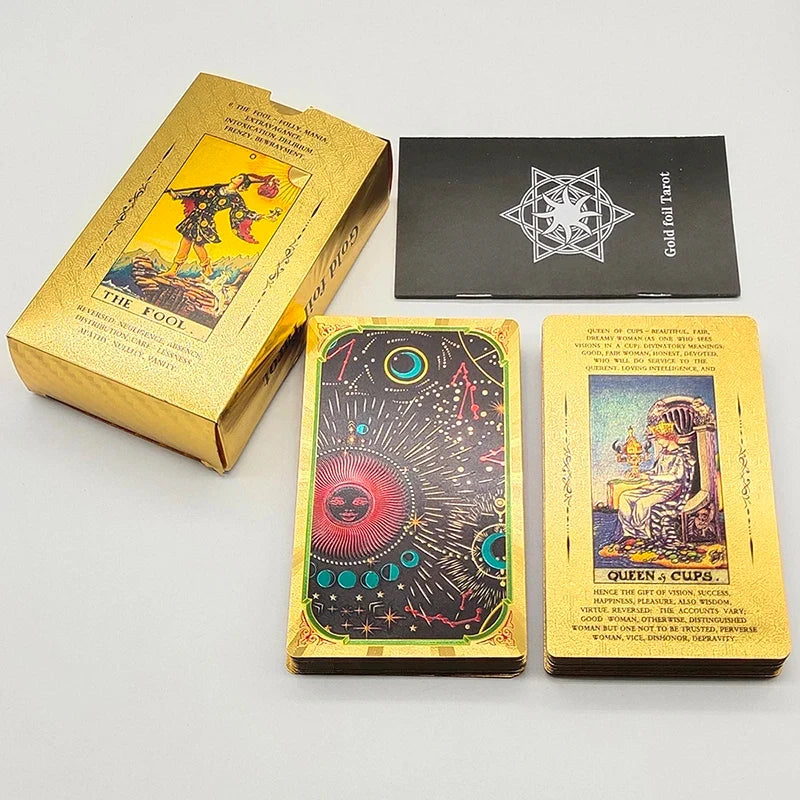 Cost Worthy Luxe Gold Foil Tarot Deck With Nice Plastic Package Board Game of Oracle Cards For Beginners