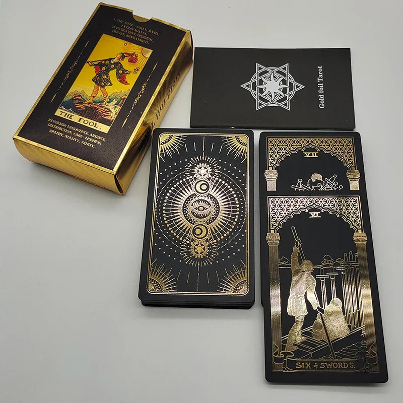 Cost Worthy Luxe Gold Foil Tarot Deck With Nice Plastic Package Board Game of Oracle Cards For Beginners