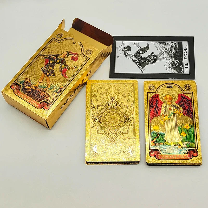 Cost Worthy Luxe Gold Foil Tarot Deck With Nice Plastic Package Board Game of Oracle Cards For Beginners
