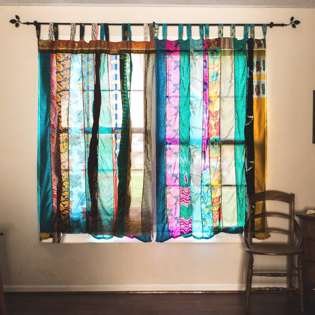 Rainbow Oasis Drapes – Upcycled Boho Curtains