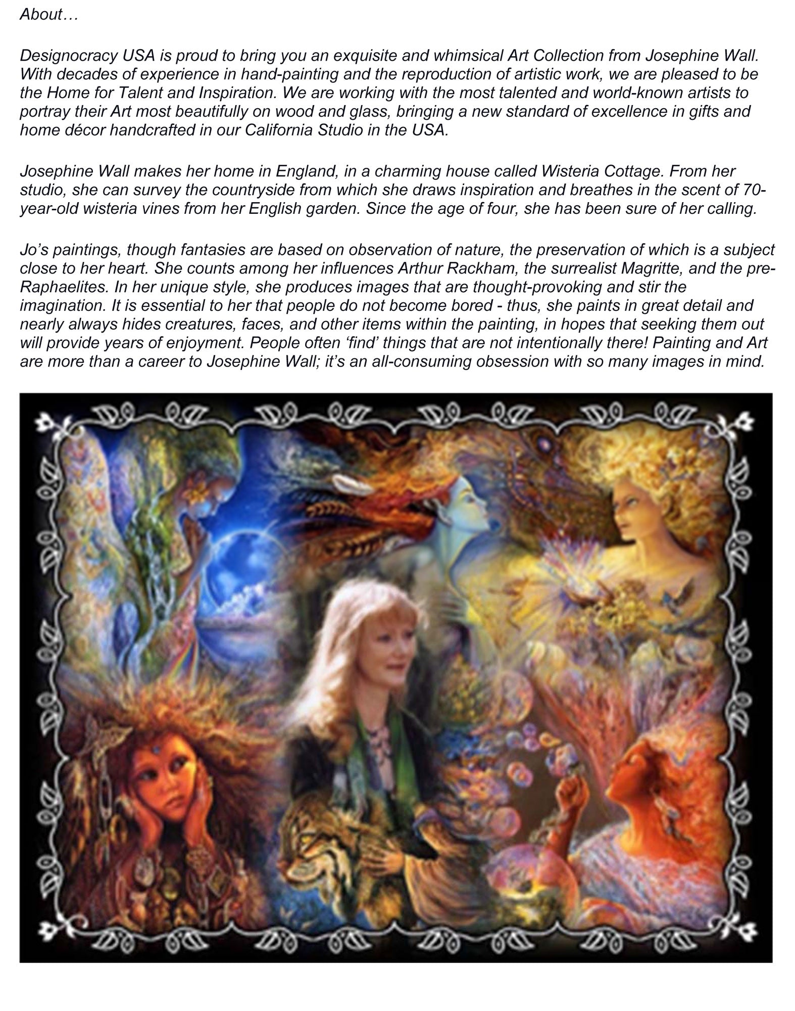 Joie De Vivre Fantasy Wooden Wall Art by Josephine Wall - Fantasy Décor - 852118-JW
