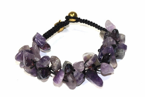 Raw Amethyst Chip Bracelet Adjustable Healing Jewelry
