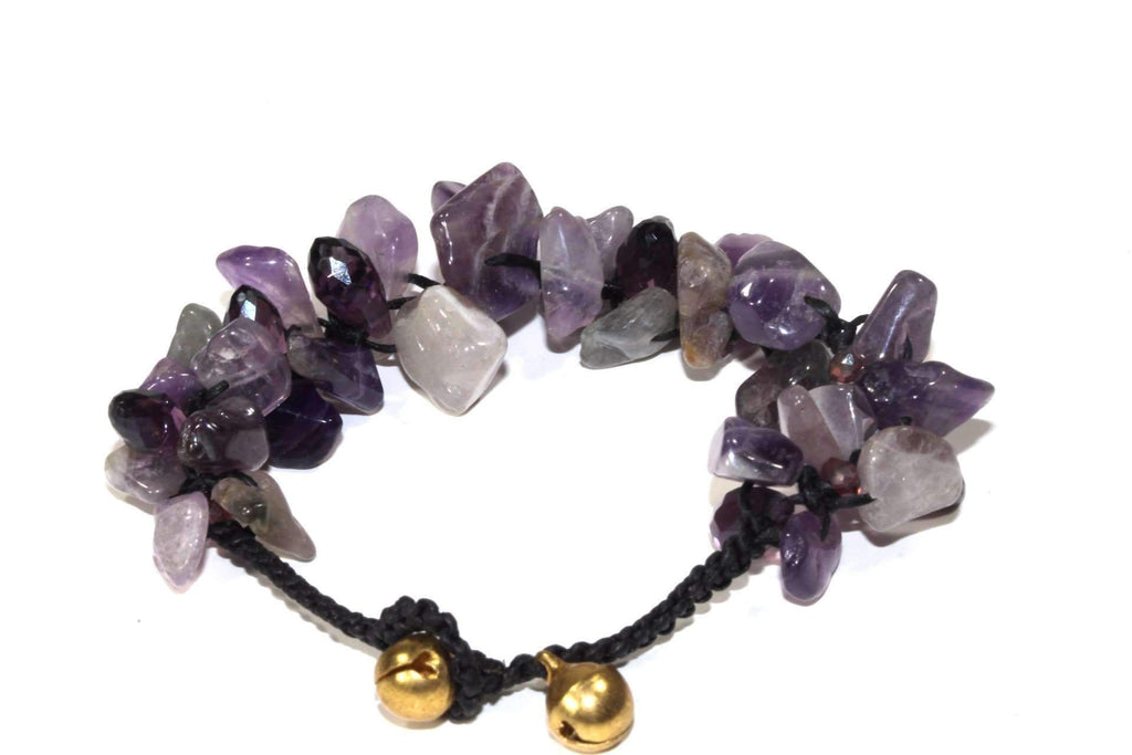 Raw Amethyst Chip Bracelet Adjustable Healing Jewelry