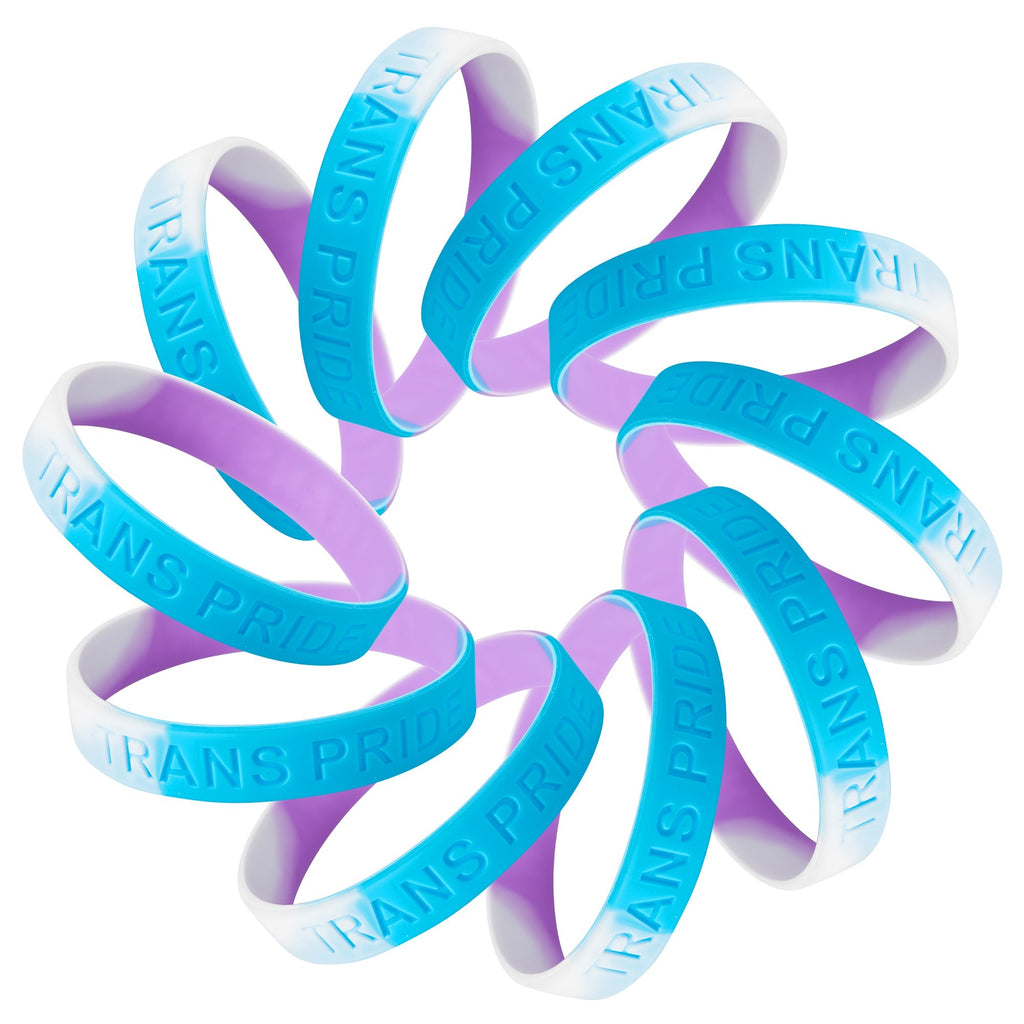 10 Pack Transgender PRIDE Silicone Bracelets