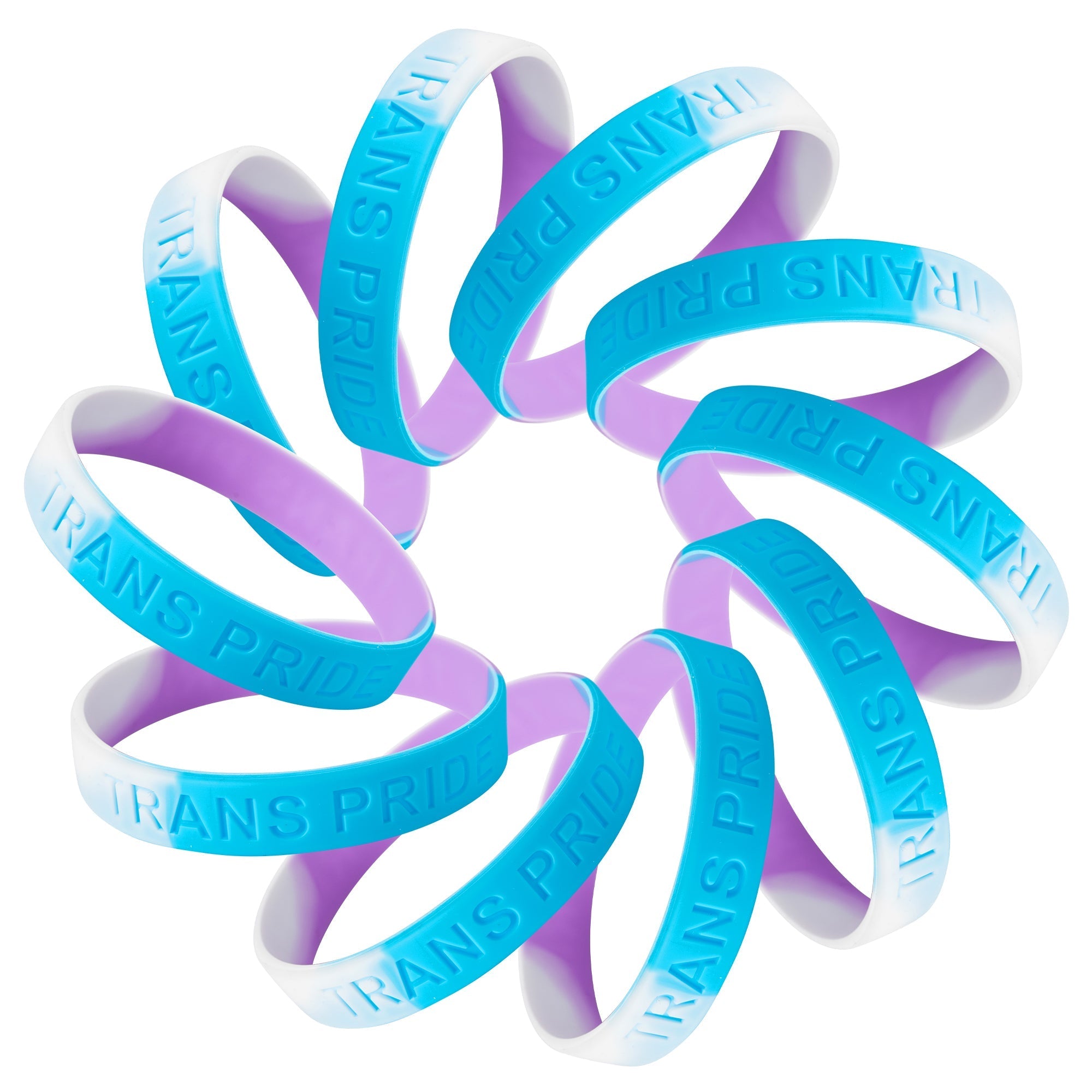 10 Pack Transgender PRIDE Silicone Bracelets