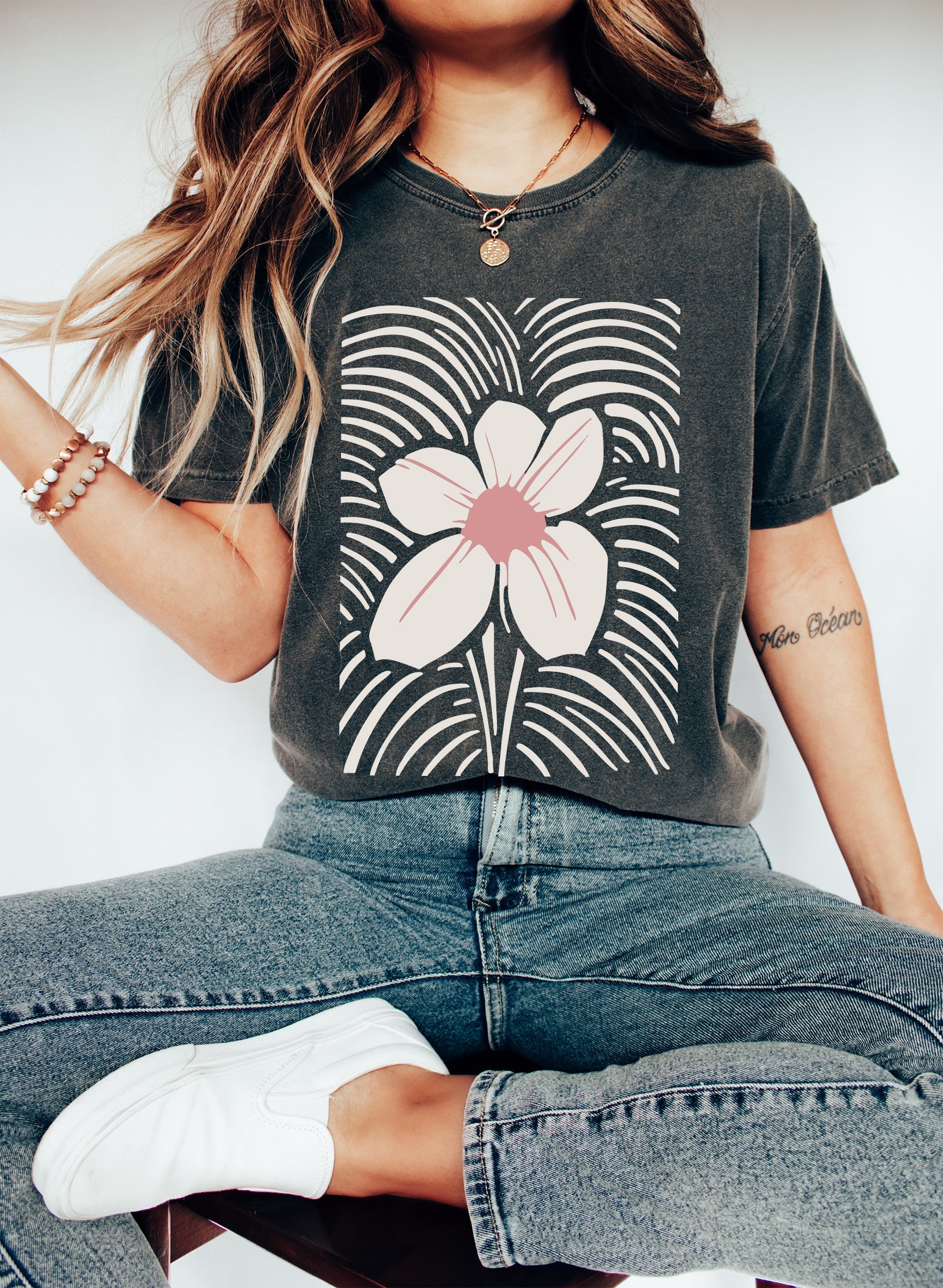 Boho Chic Floral Print Bohemian Garden Party Floral Artwork Collection Comfort Colors Tee